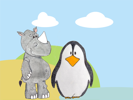 Nashorn und Pinguin